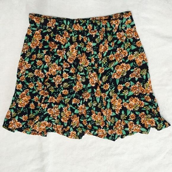 LA Hearts Orange and Black Floral Buttoned Skirt | Sz S - Picture 5 of 5